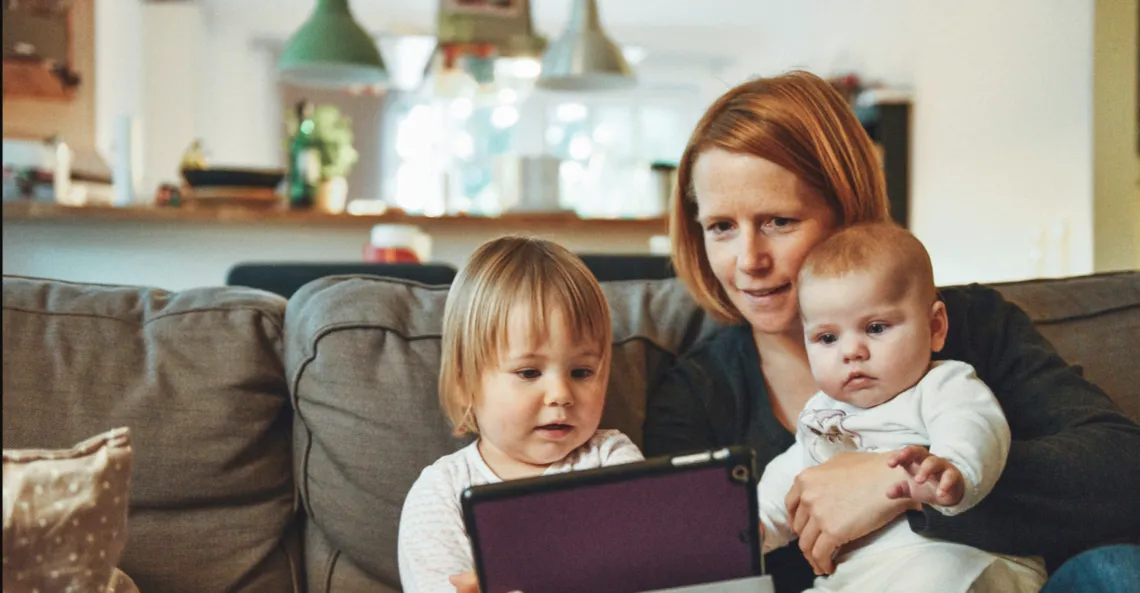 Mother and child on ipad